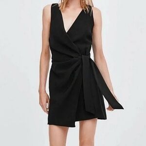 Zara Black Asymmetrical Ruched Cocktail Dress